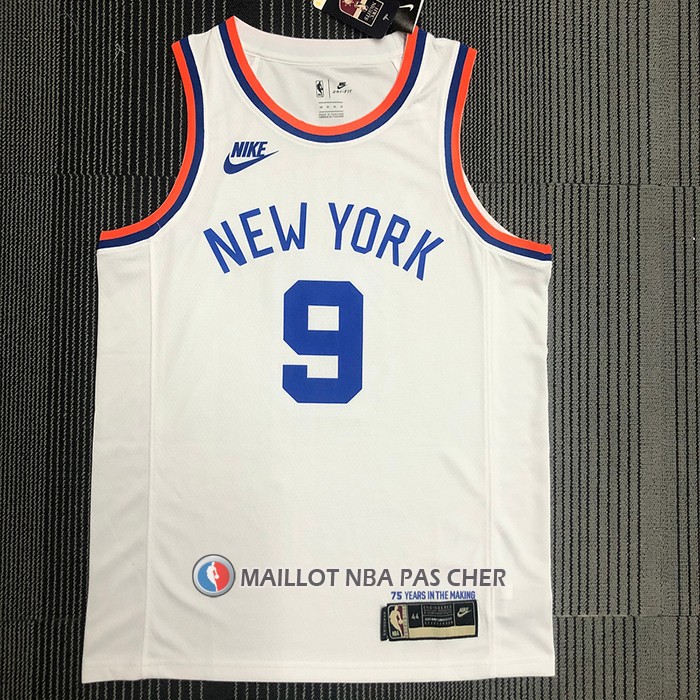 Maillot New York Knicks Rj Barrett NO 9 75th Anniversary Blanc